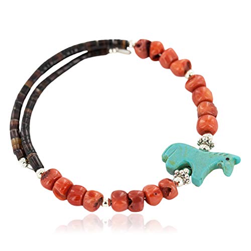 【中古】【未当て嵌める・未開封品】$ 80受け売り引き船Navajo Authentic Carved Fetish Horse Made by Charlene Little Heishi Coral Native American一回り腕輪