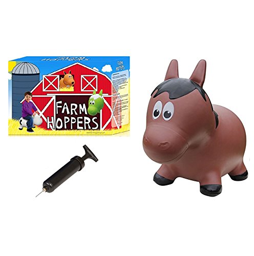 【中古】【未使用・未開封品】Farm Hoppers Inflatable Bouncing Brown Horse with Pump by Farm Hoppers