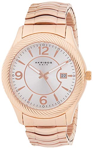 【中古】【未当て嵌める・未開封品】[アクリボス XXIV] Akribos XXIV ウオッチ Men\u0027s Rose-Tone Case with Silver-Tone Dial on Rose-Tone Stainless Steel Bracelet Watch 日本製クォ