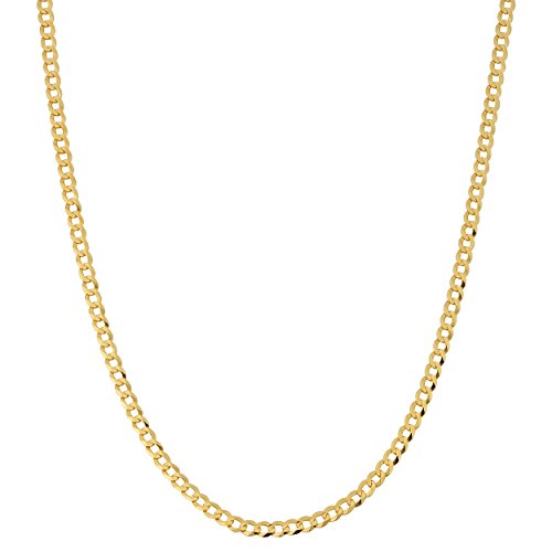 【中古】【未使用・未開封品】Kooljewelry ソリッド10Kイエローゴールド 3mm 高光沢カーブリンクチェーンネックレス