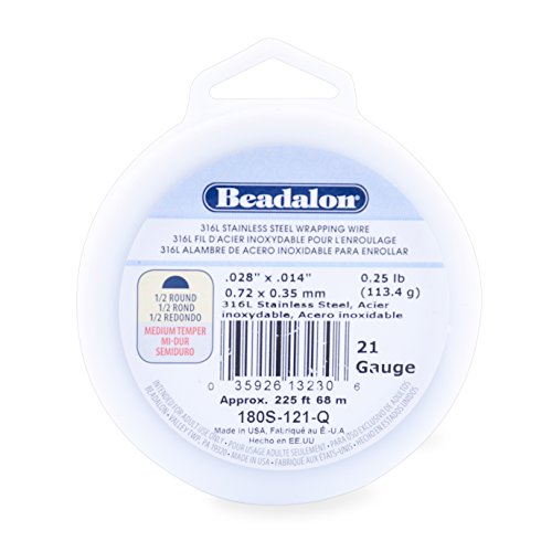 【中古】【未使用・未開封品】Beadalon 316L ステンレススチール ラッピングワイヤー ハーフラウンド 21ゲージ 225フィート 1/4ポンド|AJIMURA-SHOP