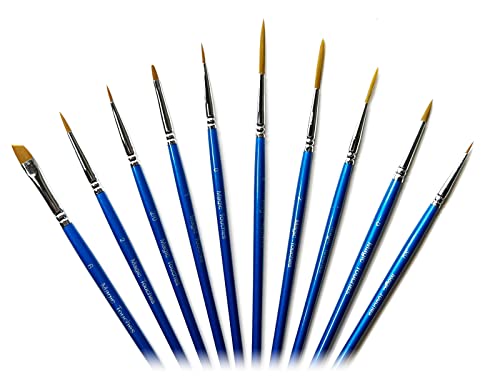 【中古】【未使用・未開封品】ARTIST DETAIL BRUSHES SCRIPT LINER BRUSHES - Set 10 Top Quality Weasel Hair (Red Sable) Detail Brushes + Liner Brushes for the Decorati
