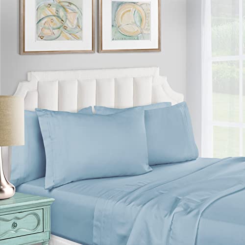 【中古】【未使用・未開封品】(Full, Light Blue) - 1200 Thread Count 100% Egyptian Cotton, Single Ply, Full Bed Sheet Set, Solid, Light Blue｜AJIMURA-SHOP