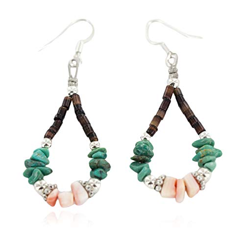 【中古】【未使用・未開封品】$ 90小売タグAuthentic Navajo Made by Charlene Littleシルバーフック天然ターコイズHeishiフープNative Americanダングルイヤリング|AJIMURA-SHOP