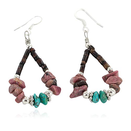 【中古】【未使用・未開封品】$ 90小売タグAuthentic Navajo Made by Charlene LittleシルバーフックナチュラルチャロアイトターコイズHeishiフープNative Americanダングルイ|AJIMURA-SHOP