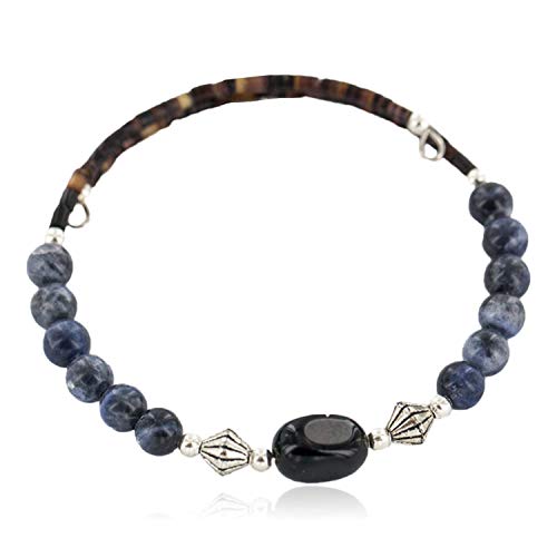 【中古】【未当て嵌める・未開封品】$ 80受け売り引き船Made by Charlene Little Authentic Navajo生まれながらブラックオニキスHeishi Lapis Native American一回り腕輪
