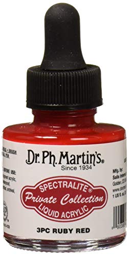 【中古】【未使用・未開封品】Dr. Ph. Martin's Spectralite Private Collection Liquid Acrylics, 1.0 oz, Ruby Red (3PC)
