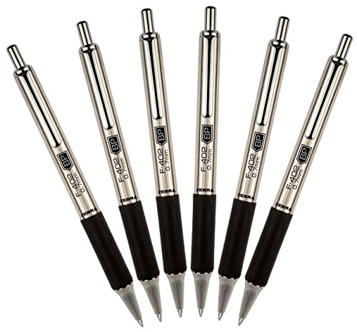 【中古】【未使用・未開封品】6本 ゼブラペン F-402 ステンレススチール リトラクタブル ボールペン 0.7mm ブラック (29210)｜AJIMURA-SHOP