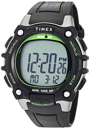 【中古】【未使用・未開封品】Timex (タイメックス) フルサイズ アイアンマン クラシック 100 腕時計, ブラック/グリーン, クロノグラフ。画像