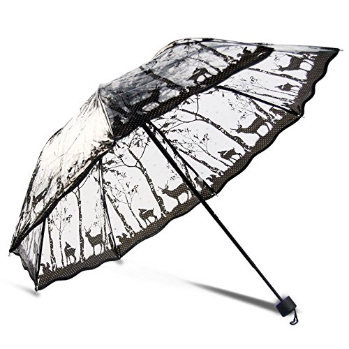 【中古】【未使用・未開封品】WerFamily ポータブル 美しいロマンチック 雨 カスタム 折りたたみ式 雨 透明 傘