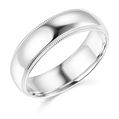 【中古】【未使用・未開封品】Wellingsale 結婚指輪 メンズ 14Kイエローまたはホワイトゴールド ソリッド 6mm 快適フィット ミルグレイン｜AJIMURA-SHOP