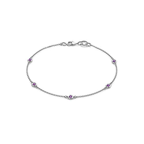 【中古】【未当て嵌める・未開封品】TriJewels プチアメジストカラー 有線テレビ腕輪 0.28カラット 14Kゴールド