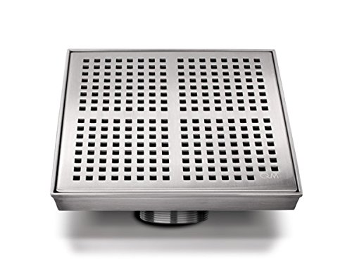 【中古】【未使用・未開封品】qmの正方形シャワーDrain、ベースとGrate 100?%ステンレススチールMarine 316、Delmarシリーズkaiライン、サテン仕上げ、キット内容ヘアトラッ