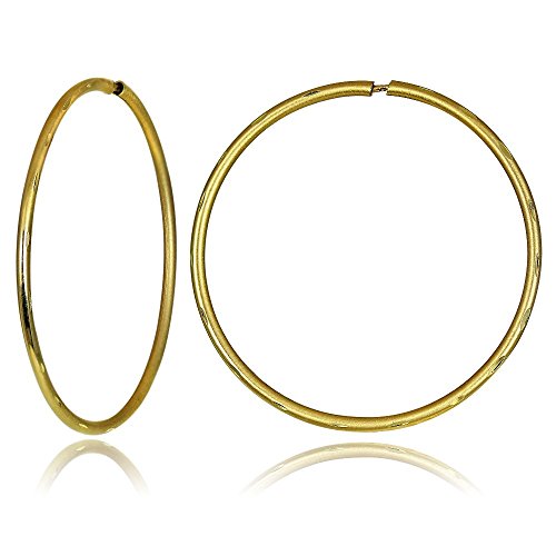 【中古】【未使用・未開封品】Hoops & Loops 14Kゴールド 厚さ0.8mm ダイヤモンドカット ラウンドエンドレスフープイヤリング