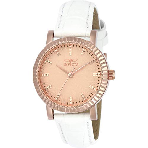 【中古】【未使用・未開封品】Invicta Women's Angel White Leather Band Steel Case Quartz Rose Gold-Tone Dial Analog Watch 22484|AJIMURA-SHOP
