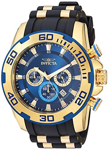 【中古】【未使用・未開封品】Invicta Men's Pro Diver Gold-Tone Polyurethane Band Steel Case Swiss Quartz Blue Dial Analog Watch 22341