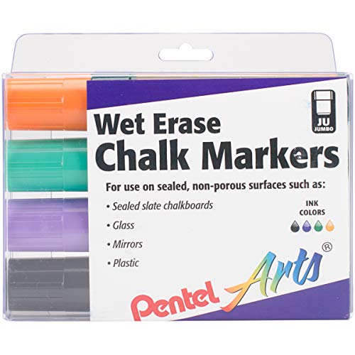 【中古】【未使用・未開封品】Pentel Arts ウェットイレース チョークマーカー チゼルチップ 4 Pack