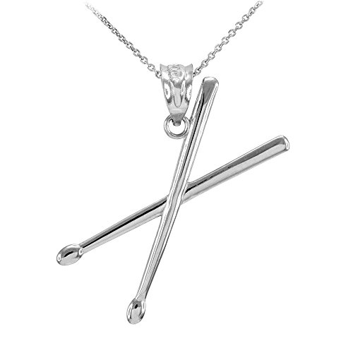 【中古】【未使用・未開封品】14?Kホワイトゴールド3d Drum Sticks音楽チャームペンダントネックレス|AJIMURA-SHOP