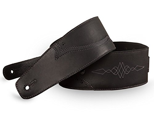 【中古】【未当て嵌める・未開封品】\"Walk the Line\"" Vintage Full Grain Leather Guitar Strap - For Electric, Acoustic, and Bass Guitars Carbon Black Color by Anthology Gear"