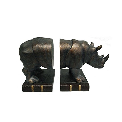 【中古】【未当て嵌める・未開封品】Comfy Hour Safari Animal Home Decor寄せあわせ 長さ7in 高さ6in 赤銅色銅仕掛ける Rhinoブックエンドアートブックエンド 1組 アンテ