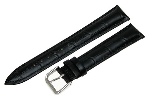 【中古】【未使用・未開封品】RECHERE Alligator Crocodile Grain Leather Watch Band Strap Pin Buckle Colorブラック カラー: ブラック