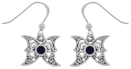 【中古】【未当て嵌める・未開封品】Jewelry Trends お月さま夢見鳥 スターリングしろがね色 ダングルイヤリング 青み瑠璃