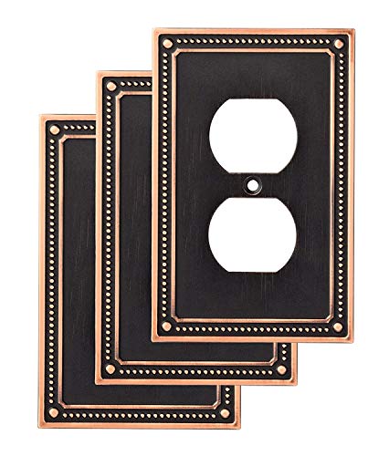 【中古】【未使用・未開封品】(3 Pack, Bronze With Copper Highlights) - Franklin Brass W35059V-VBC-C Classic Beaded Single Duplex Wall Plate/Switch Plate/Cover (3 Pa｜AJIMURA-SHOP