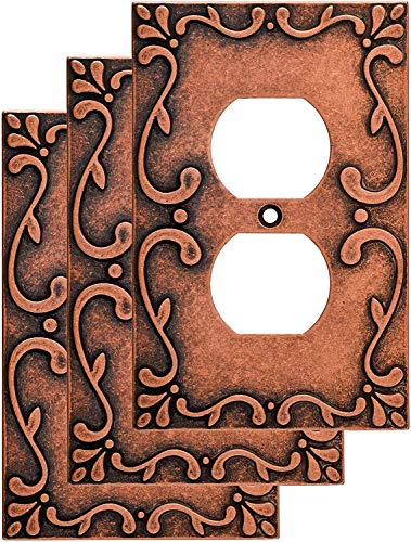 【中古】【未使用・未開封品】(3 Pack, Sponged Copper) - Franklin Brass W35071V-CPS-C Classic Lace Single Duplex Wall Plate/Switch Plate/Cover (3 Pack), Sponged Copp
