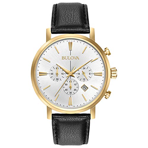 【中古】【未使用・未開封品】Bulova 97B155 メンズステンレススチールブラック革バンドホワイトスマートウォッチダイヤル|AJIMURA-SHOP