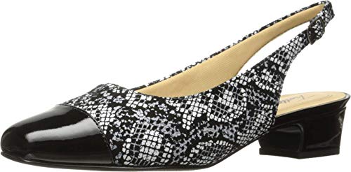 【中古】【未使用・未開封品】[Trotters] Womens Dea Cap Toe Slingback Leather Classic Pumps, Black, Size 6.5