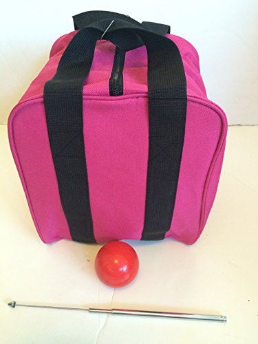 【中古】【未当て嵌める・未開封品】新面目ボッチェアクセサリパッケージ???Extra Heavy Dutyナイロンボッチェブラックハンドルバッグ(サクラ色)、赤いことPallina、Extendable位置づけるデバ