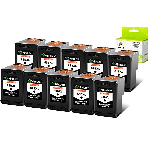 【中古】【未当て嵌める・未開封品】NineLeaf 10容器に並べる高Yield取り替えっこ63?x l 63?XL f6u64?aブラックインクカートリッジwith Envy 4520?4512?4516?Officejet 3830?3833?4655?De