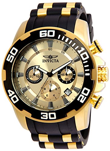 【中古】【未当てはめる・未開封品】Invicta Men\u0027s 22346 Pro Diver Quartz Chronograph Gold Dial Watch