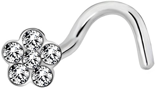 【中古】【未使用・未開封品】Forbidden Body Jewelry ノーズリング (18g-20g) サージカルスチール クリスタル フラワー トップ ノーズスタッド, クリスタル, 12,629円