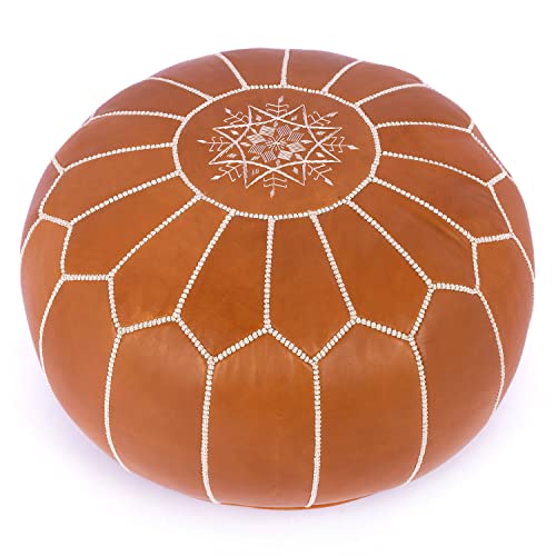 【中古】【未使用・未開封品】プレミアムハンドメイドモロッコレザーPouf、Ottoman Footstool Hassock 100?%本物の天然レザーPouffe、