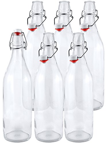 【中古】【未使用・未開封品】Estilo Swing Top Easy Cap Clear Glass Beer Bottles, Round, 16 oz, Set of 6 by Estilo|AJIMURA-SHOP