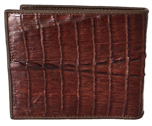 【中古】【未当て嵌める・未開封品】Authentic River クロコダイルスキン メンズ 二つ折り クロコダイルテール 赤銅色 紙入れ