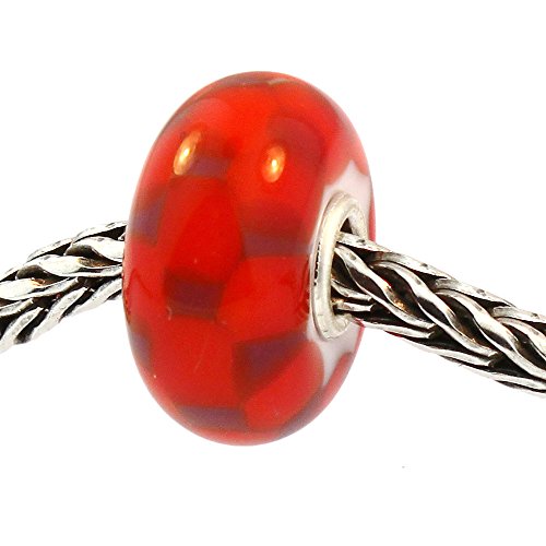 【中古】【未使用・未開封品】本物のTrollbeads Glass 61369 レッド/パープルチェス