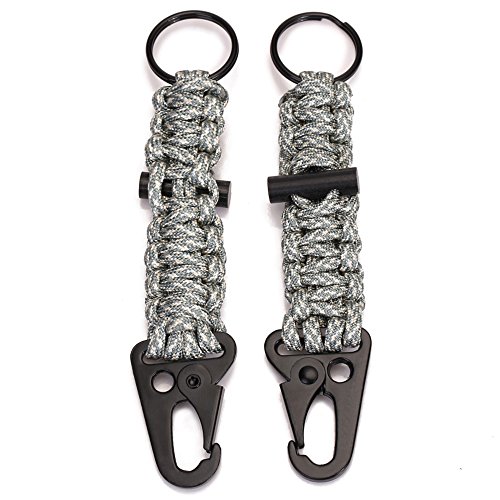 【中古】【未当て嵌める・未開封品】EKLORN 2 Pack Paracord Carabiner Survival Keychain Lanyard with Firestarter