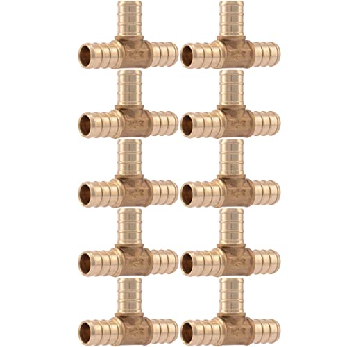 【中古】【未使用・未開封品】SharkBite UC362LFA10 1/2インチ Tee PEX Barb 継手 (10個パック) 1 真鍮 10個