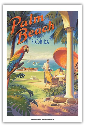 【中古】【未使用・未開封品】Palmビーチ、フロリダ州???ビンテージスタイル世界旅行ポスターby Kerne Erickson???マスターアートプリント 12\