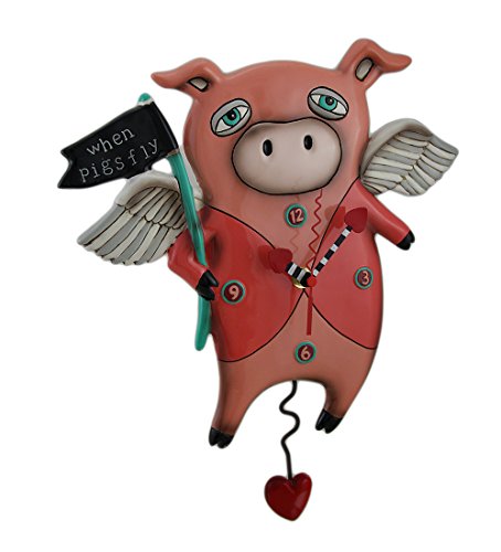 【中古】【未使用・未開封品】Allen Designs When Pigs Fly 振り子壁掛け時計 13インチ