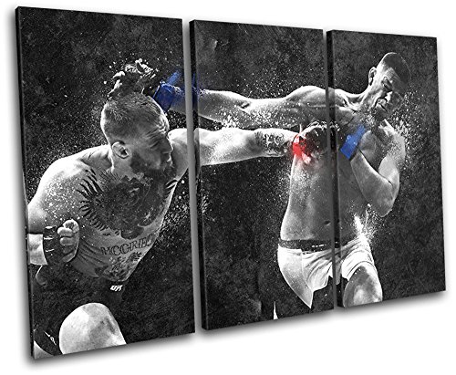 【中古】【未使用・未開封品】太字ブロックデザイン???Conor McGregor Nate Diaz UFC MMA Sports TREBLEキャンバスアートプリントボックスフレーム壁吊り下げ???Hand Ma