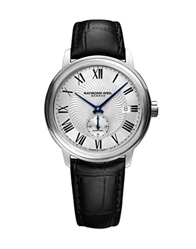 【中古】【未当て嵌める・未開封品】[レイモンド・ウィル] Raymond Weil ウオッチ Men\u0027s \u0027Maestro\u0027 Swiss Stainless Steel and Leather Automatic Watch, Color:Black スイス連邦製自動小銃巻
