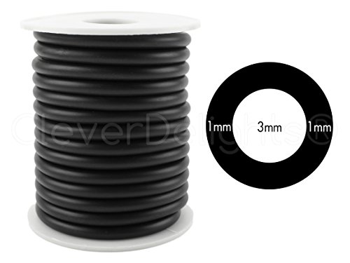 【中古】【未使用・未開封品】CleverDelights Black Hollow Rubber Cord - 10 Meters (11 Yds) - 5mm Round - Crafts Beading Jewelry Tubing by CleverDelights