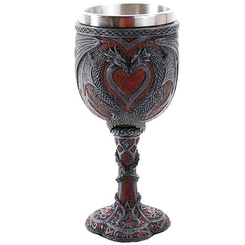 【中古】【未当て嵌める・未開封品】Double Dragon Heart Love Goblet Wine Cup 18糎 その他-家電