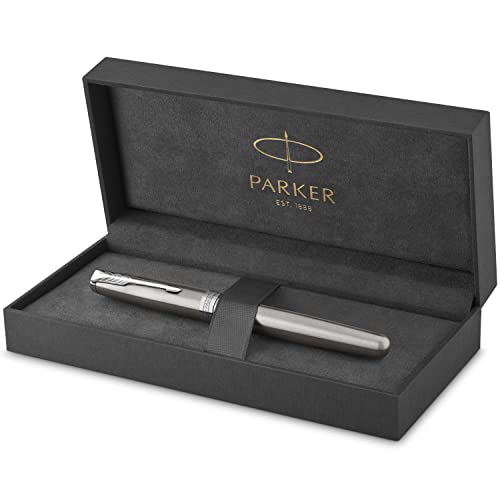 【中古】【未当て嵌める・未開封品】(Fine Nib, Stainless Steel Nib, Stainless Steel - Palladium Trim) - PARKER Sonnet Stainless-Steel, Palladium Finish Trim Fountain Pen,
