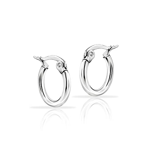 【中古】【未当て嵌める・未開封品】Hoops \u0026 Loopsスターリングしろがね色1.5?MM高光輝ラウンド小さなフープイヤリング