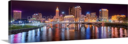 【中古】【未使用・未開封品】キャンバスColumbus Skyline Night 20インチx 60インチカラーCity Downtown Photographicパノラマ印刷写真画像｜AJIMURA-SHOP
