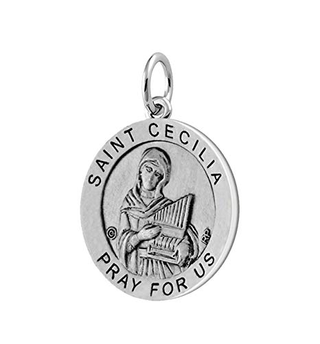 【中古】【未使用・未開封品】新しいアンティーク3?/ 4in 0.925スターリングシルバーSaint St Ceciliaラウンドメダルペンダント